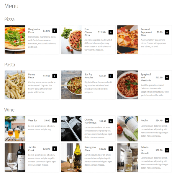 menu ristorante MSP In Cloud
